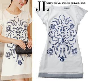 【歐洲站新款女裝2014夏裝韓版修身青花瓷刺繡氣質(zhì)優(yōu)雅雪紡連衣】價格_廠家_圖片 -