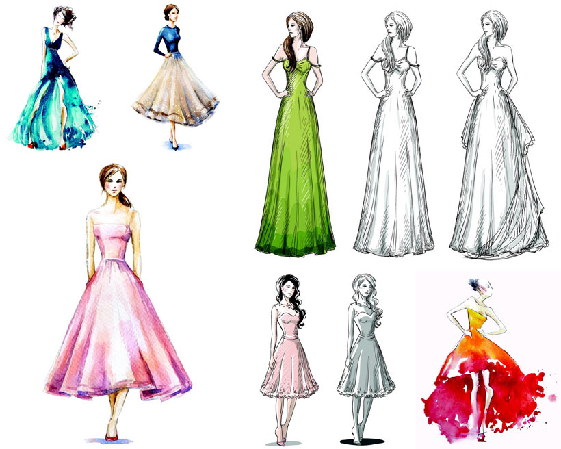 手繪服裝設計矢量素材 - 愛圖網(wǎng)設計圖片